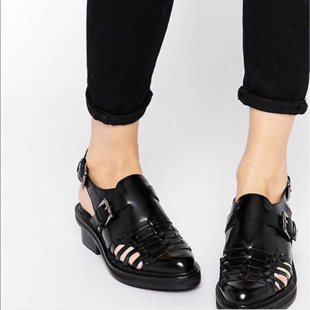 ASOS leather woven sling back sandal